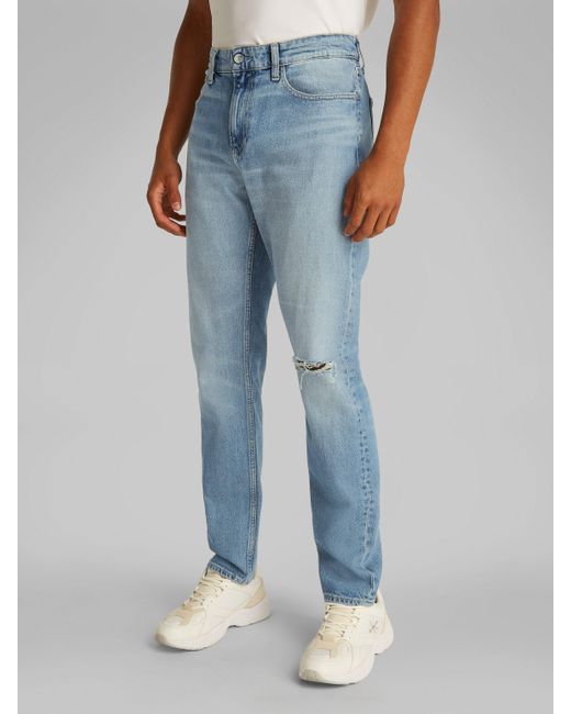 Calvin Klein Calvin Klein Destroyed-Jeans SLIM TAPER in hellblauer Waschung in Blue für Herren