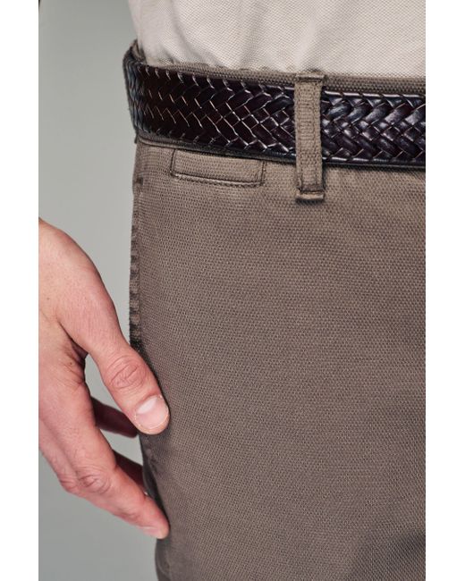 Next Stoffhose Strukturierte Slim Fit-Hose mit Gürtel (2-tlg) in Black für Herren