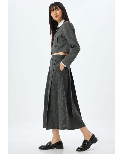 Koton Gray Midirock Midi Länge A Form
