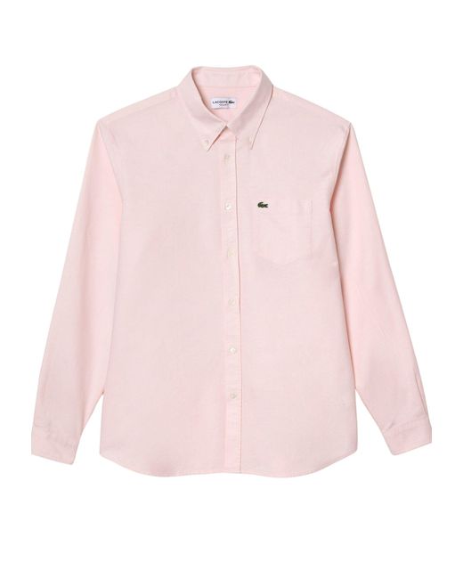Lacoste Hemd Langarmhemd (1-tlg) in Pink für Herren