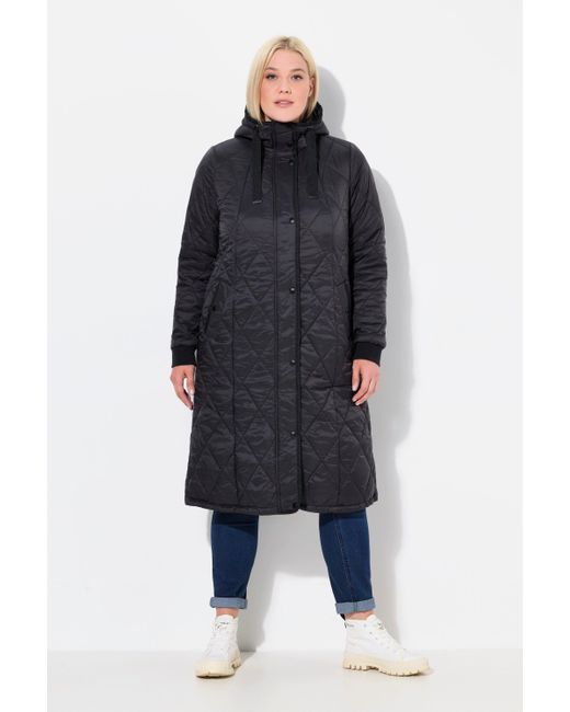 Ulla Popken Blue Wintermantel Funktions-Steppmantel wasserabweisend Kapuze