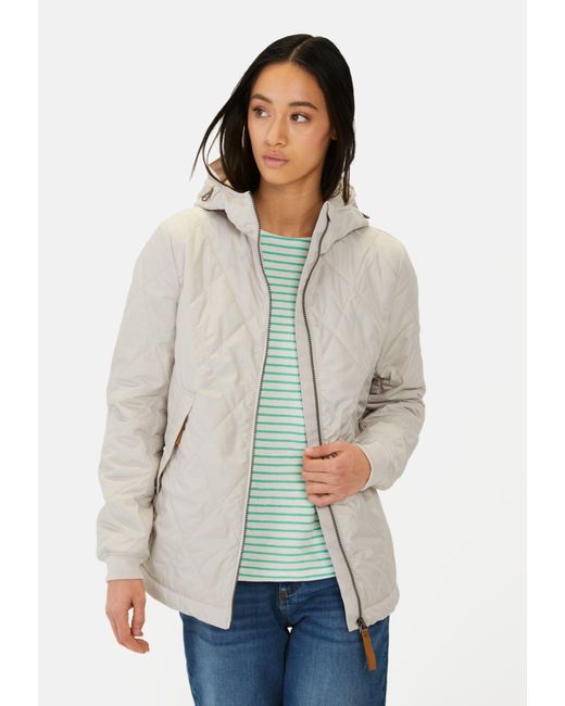 Camel Active White Steppjacke mit Diamant Steppung Markenlabel