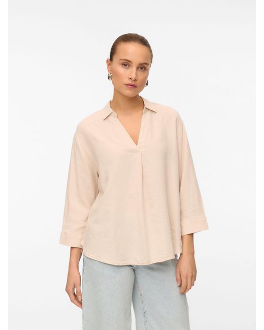 Vero Moda Natural Shirtbluse VMLINN 3/4 TOP WVN GA NOOS