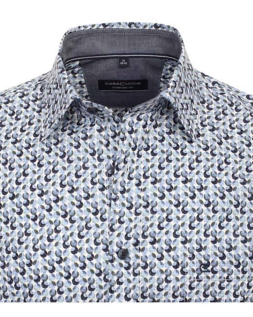 CASA MODA Kurzarmhemd Freizeithemd Kurzarm Print Comfort Fit in Blue für Herren