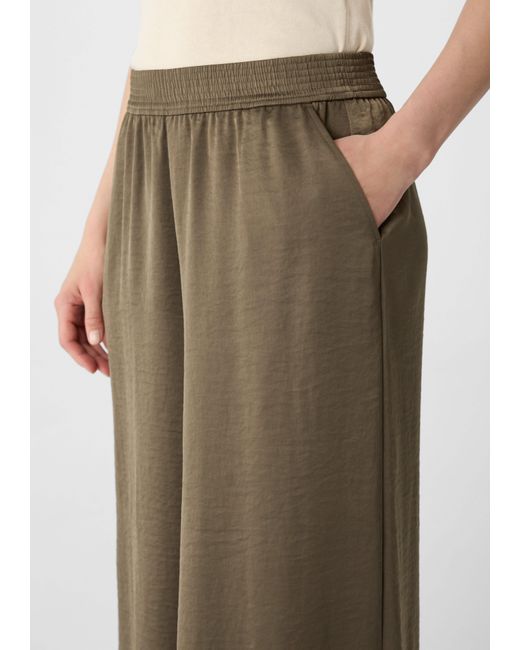 Comma, Natural Stoffhose Palazzo-Hose aus Satin mit Elastikbund