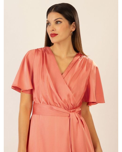 Apart Pink Midikleid us mattschimmerndem Satin