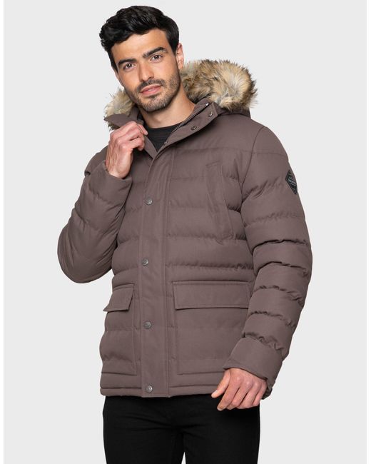 Threadbare Steppjacke Carrow (1-St) mit Kunstfellkapuze in Gray für Herren