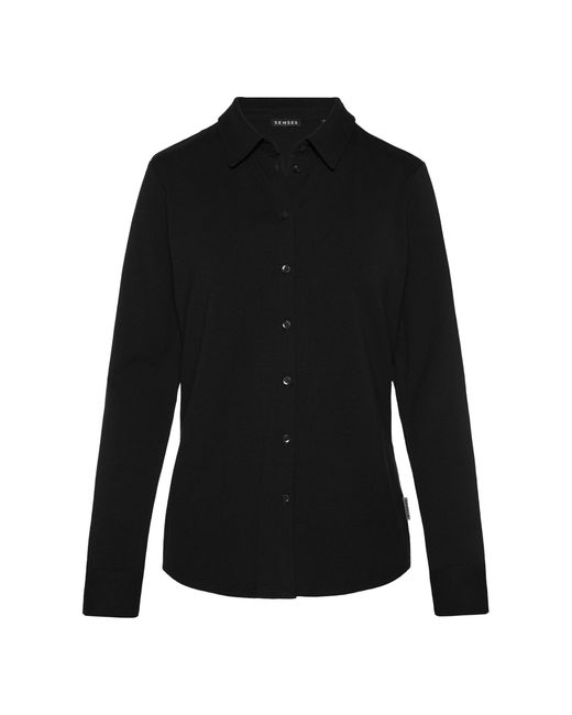 SENSES.THE LABEL Black Langarmbluse mit Elasthan-Anteil