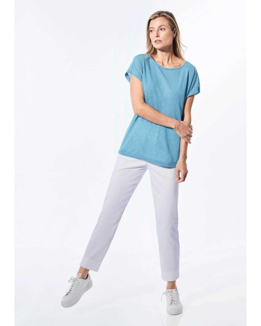 Goldner Blue T- Kurzgröße: Shirt in Leinenoptik