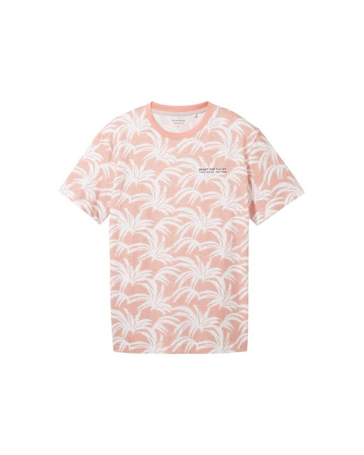 Tom Tailor Kurzarmshirt allover printed t-shirt in Pink für Herren