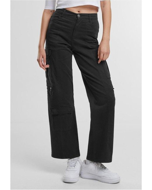 Urban Classics Black Stoffhose Ladies Loose Utility Stretch Twill Pants