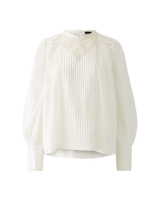 Ouí White Langarmbluse Bluse reine Baumwolle