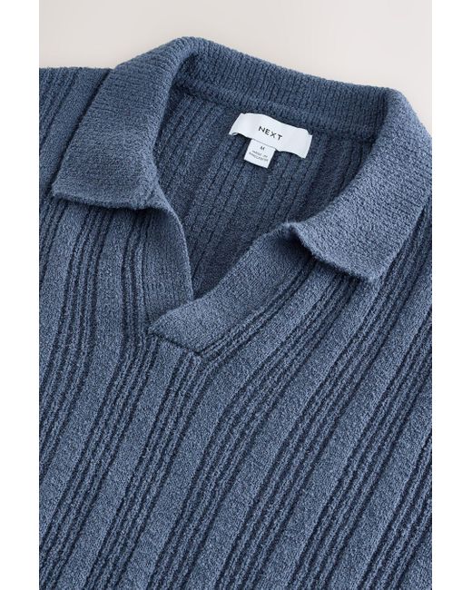 Next Regular Fit Trophy Poloshirt mit Bouclé-Streifen (1-tlg) in Blue für Herren