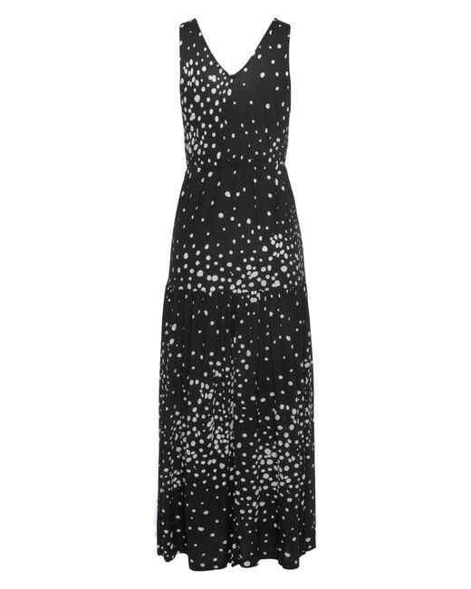 vivance active Black Maxikleid mit Punktedruck und V-Ausschnitt, Sommerkleid, elegantes Strandkleid