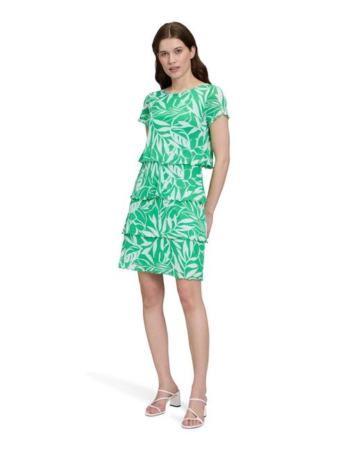 Betty Barclay Green Sommerkleid Stufenkleid mit U-Boot-Ausschnitt Druck