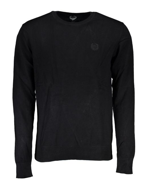Gianmarco Venturi Strickpullover Schwarzer pullover mit Stickerei & Rundhals in Black für Herren