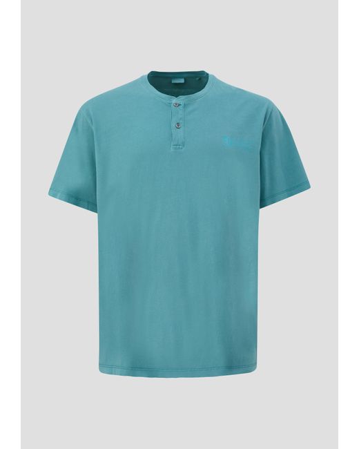 S.oliver Kurzarmshirt T-Shirt mit und Henley-Ausschnitt Garment Dye in Blue für Herren
