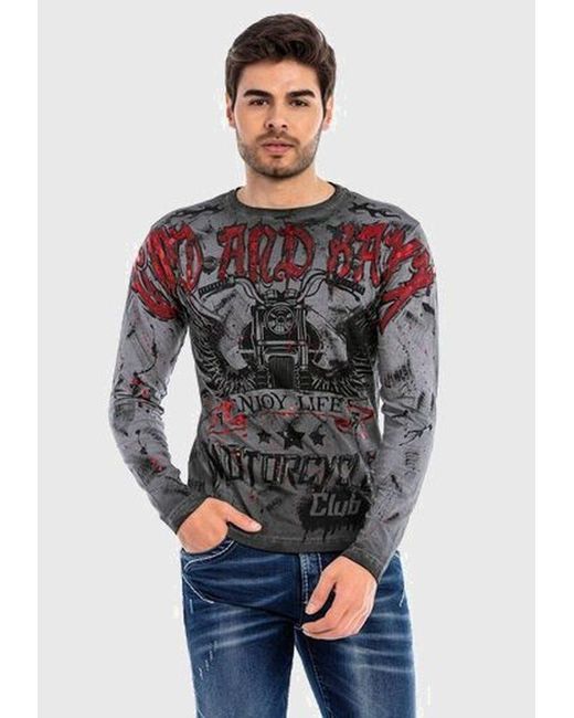 Cipo & Baxx T-Shirt Sweatshirts mit coolem Print in Gray für Herren