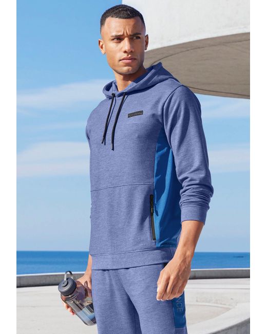 AUTHENTIC LE JOGGER Kapuzenpullover melierte Optik, mit Reißverschlusstasche in Blue für Herren