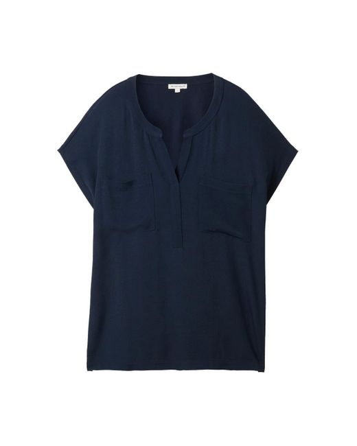 Tom Tailor T-shirt fabric mix blouse, sky captain blue