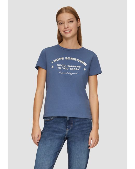 QS Blue Kurzarmshirt T-Shirt mit Frontprint Artwork
