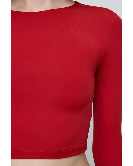 No Matter What Red Langarm Essential Crop Top
