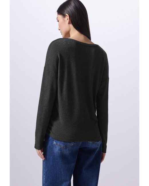 STREET ONE STUDIO Black Langarmshirt aus softem Materialmix