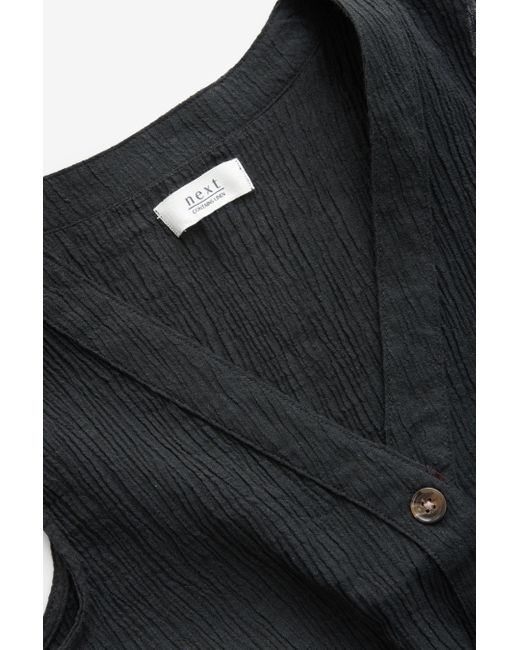 Next Black Strandtop Leinen-Weste in Knitteroptik (1-tlg)