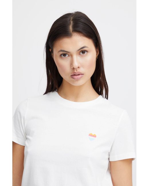 Ichi White IHCAMINO SS21 sommerliches T-Shirt mit Brustprint