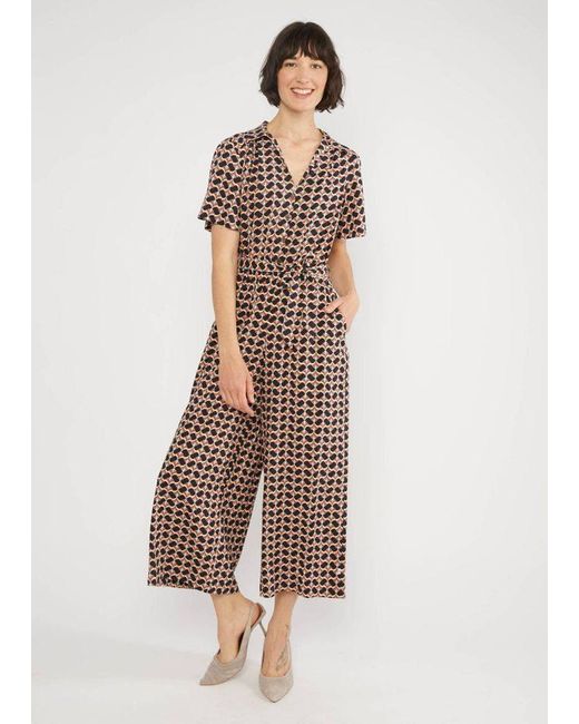 Blutsgeschwister Brown Jumpsuit - Charming Steps Rücken-Dekolleté mit tropfenförmigem Ausschnitt