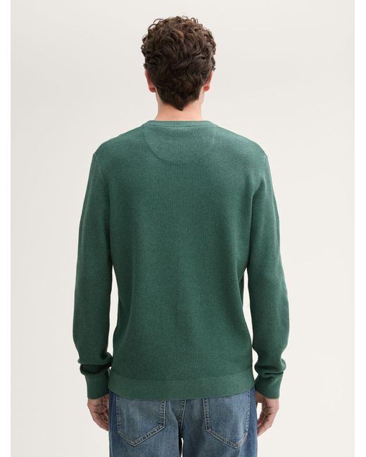 Tom Tailor Strickpullover Strukturierter Rundhalspullover in Green für Herren