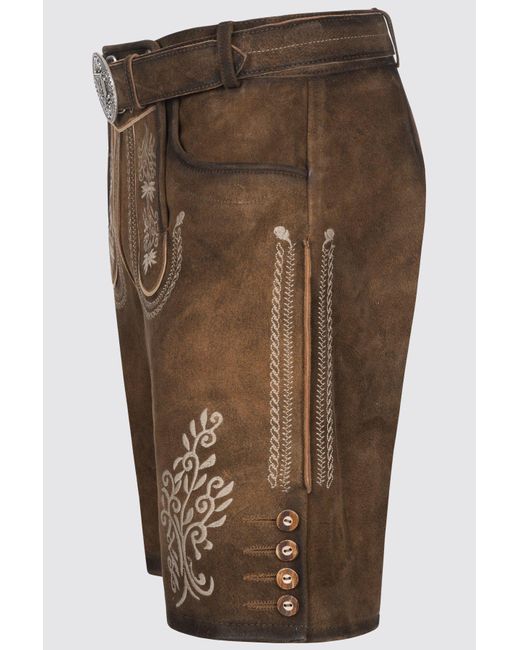 KRÜGER BUAM Trachtenlederhose Lederhose Nevio mit Gürtel in Brown für Herren