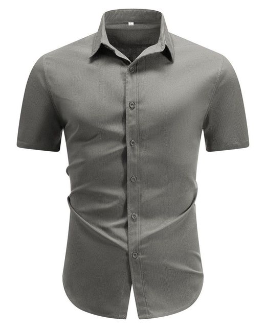 Allthemen Kurzarmhemd im Regular Fit leicht Freizeithemd mit Strukturmuster in Gray für Herren