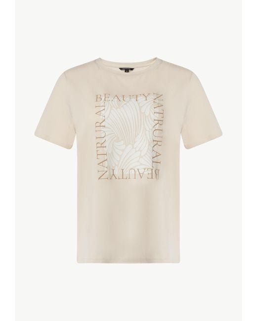 Comma, Natural Kurzarmshirt T-Shirt mit Statement-Print