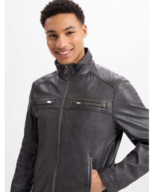 Nils Sundström Lederjacke Hardy in Gray für Herren