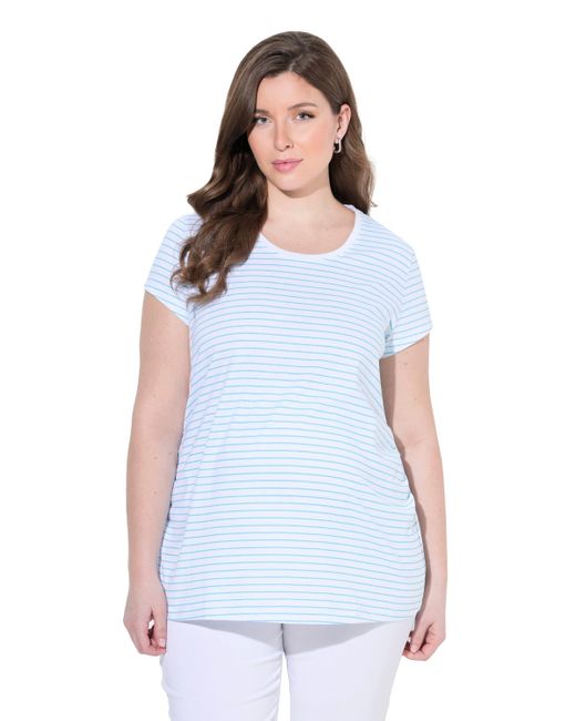 Ulla Popken Blue Shirt Bellieva-T-Shirts 2er Pack Halbarm seitl. Raffung Schwangerschaft
