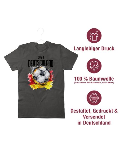 Shirtracer T-Shirt Deutschland Germany 2024 Fussball EM Fanartikel in Gray für Herren
