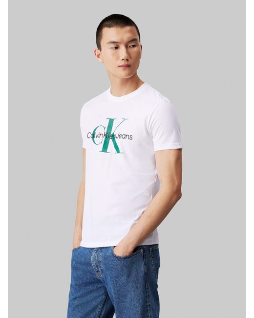 Calvin Klein T-Shirt SEASONAL MONOLOGO TEE mit großem Logodruck in White für Herren