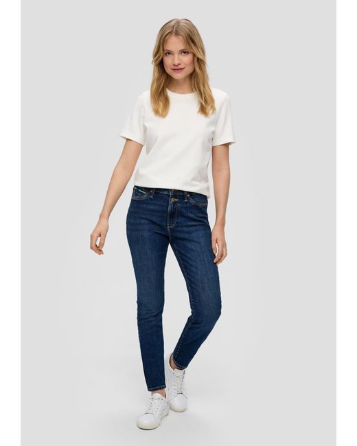S.oliver Blue 5-Pocket- Jeans Izabell / fit / High Rise / Skinny Leg Waschung, Kontrastnähte