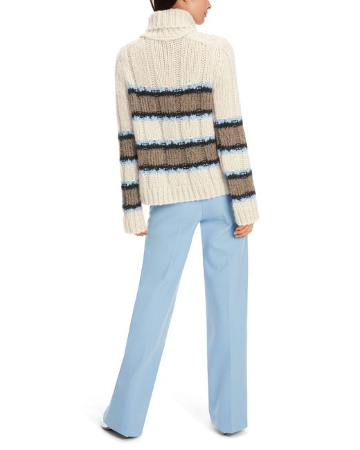 Marc Cain White Strickpullover Sweater mit Streif