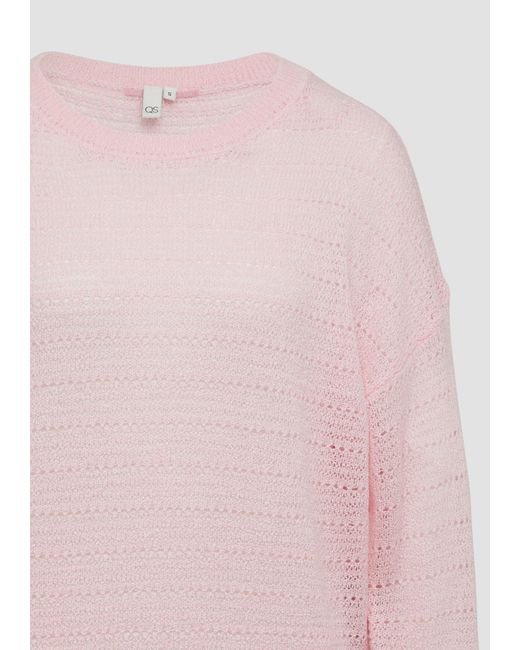 QS Pink Strickpullover leichter Pullover mit Ajourmuster