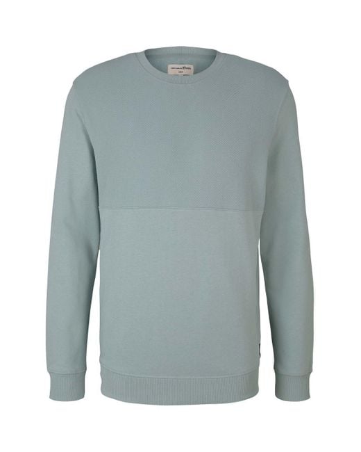 Tom Tailor Sweatshirt Structure Crew-Neck aus Baumwolle in Blue für Herren