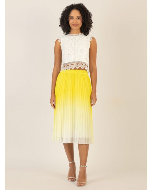 Apart Yellow Plisseerock mit dip-dye Effekt in Midi Länge