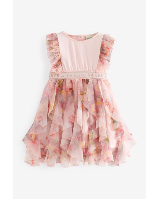 Baker by Ted Baker Pink Tüllkleid by Ted Baker Lagenkleid mit Blumen-Print (1-tlg)