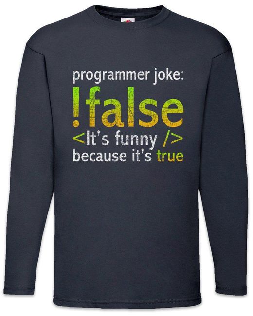 Urban Backwoods Langarmshirt Programmer Joke Langarm T-Shirt Informatiker Informatik Computer in Blue für Herren
