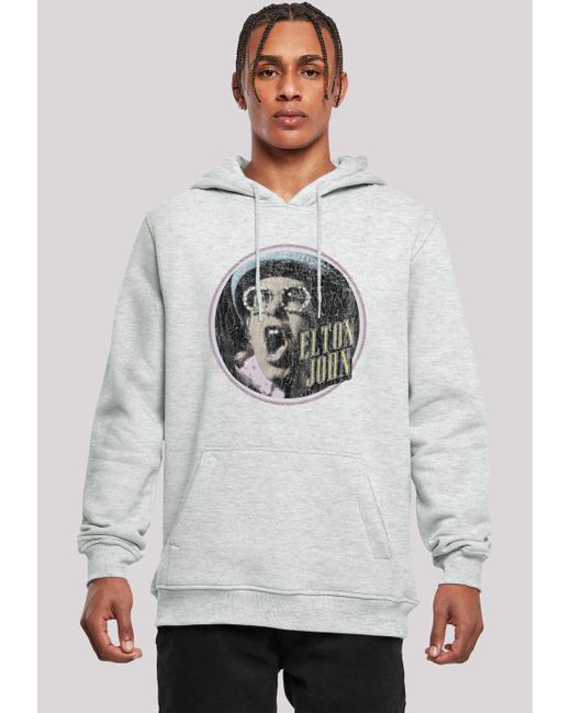 F4NT4STIC Kapuzenpullover Elton John Vintage Circle Premium Qualität in Gray für Herren