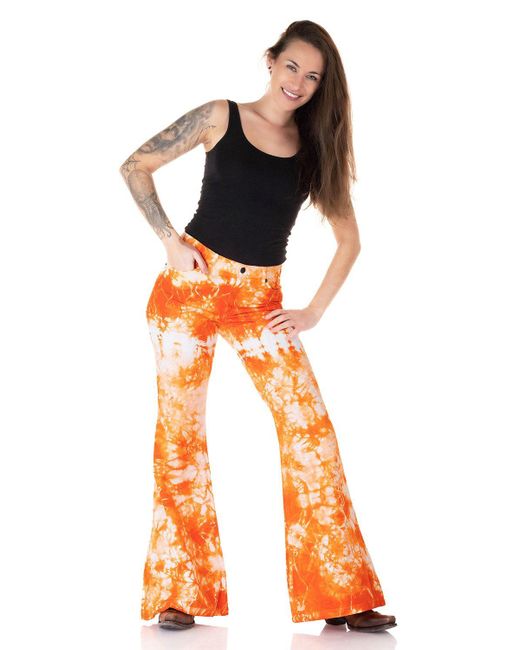 Comycom Schlaghose Batik orange weiss
