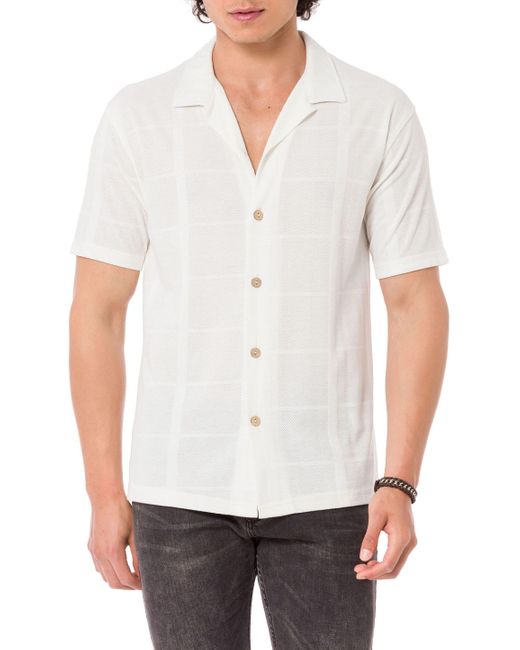Redbridge Kurzarmhemd mit Reverskragen – Luftiger Stoff, Knopfleiste, Sommerlicher Look in White für Herren