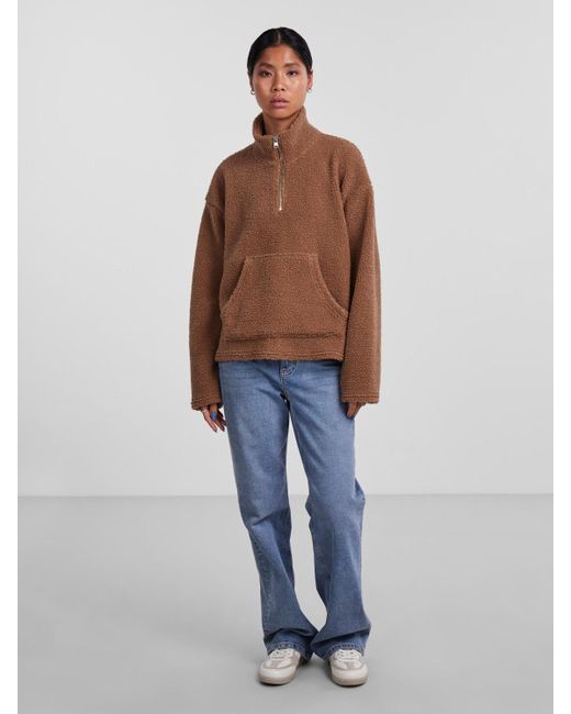 Pieces Brown Sweatshirt Finnleigh (1-tlg) Plain/ohne Details
