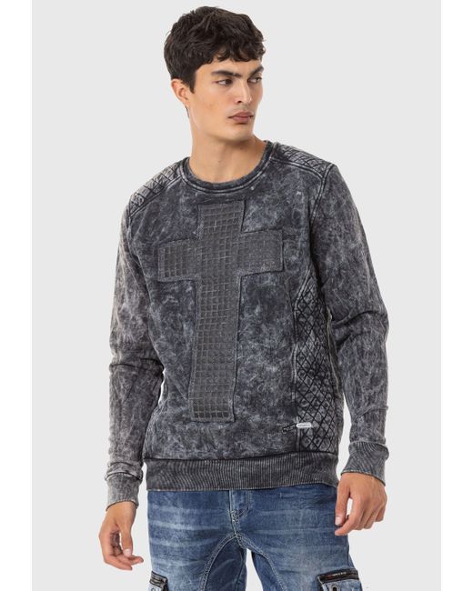 Cipo & Baxx Rundhalspullover Pullover mit modischem Muster in Gray für Herren
